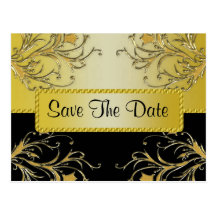 Schwarzes u. Goldblühende Rebe-Monogramm-Hochzeit Postkarten