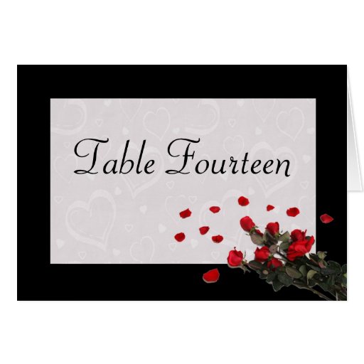 Schwarzes u. Rote Rosen - Wedding Tischnummerkarte