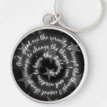 Schwarzes u. Silber-Stern-Ruhe-Gebet Keychain Schlüsselband