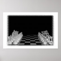 Schwarzes u. weißes gespenstisches Schach-Brettspi Plakat