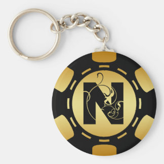 SCHWARZES UND GOLDmonogramm-BUCHSTABE- NPoker-CHIP