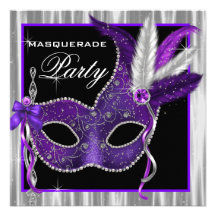 Schwarzes und lila Maskerade-Party Individuelle Ankündigungen