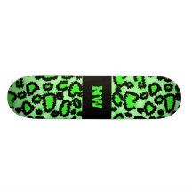 Schwarzes und Limones grünes Leopard-Druck-Muster Individuelle Decks