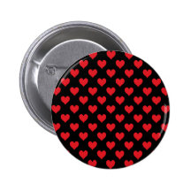 Schwarzes und rotes Herz-Muster Button