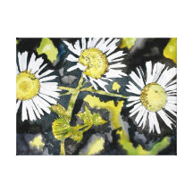 Schwarzweiss-Blumen Watercolormalerei Leinwanddruck