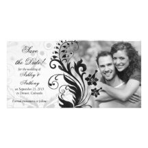 Schwarzweiss-Blumenwedding Save the Date Photokarten