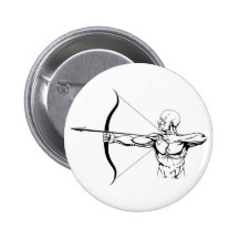Schwarzweiss-Bogenschützeillustration Button