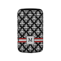 Schwarzweiss-Damast des Monogramm-M Blackberry Hülle