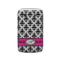 Schwarzweiss-Damast des Monogramm-M Blackberry Bold Hüllen