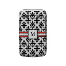 Schwarzweiss-Damast des Monogramm-M Blackberry Bold Hülle