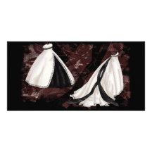Schwarzweiss-Hochzeits-Kleid Foto Grußkarte