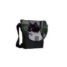 Schwarzweiss-Katzentasche/-geldbeutel Kurier Tasche