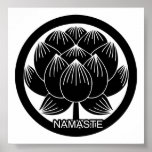 Schwarzweiss-Lotus Namaste Poster