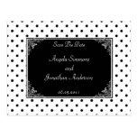Schwarzweiss-Polka-Punkt Save the Date Postkarte
