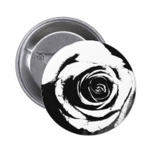 Schwarzweiss-Rosengraphik Anstecknadelbutton