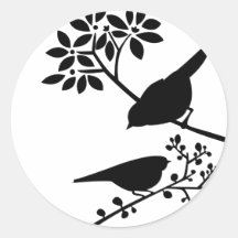 Schwarzweiss-Vögel Runder Aufkleber