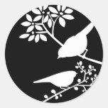 Schwarzweiss-Vögel Runder Sticker