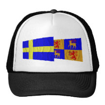 Schweden und Kalmar län wellenartig bewegende Flag Retrokultkappen