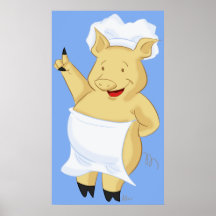 Schwein-Kochs-tragender Schürze-Plakat-Druck