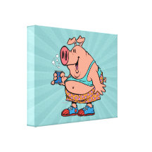schwein-Schwein-Cartoon des lustigen Party Tier Galerie Gefaltete Leinwand