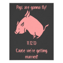 "Schweine werden fliegen!" Hochzeitseinladung