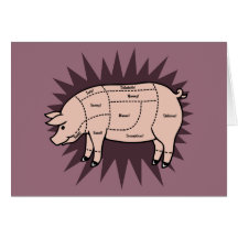 Schweinefleisch-Schnitte Grußkarte