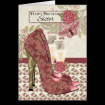 Schwester Champagne und Schuhe Schmetterling und R karten