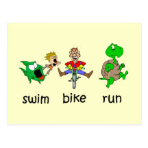 Schwimmen-Fahrrad-Lauf Postkarten