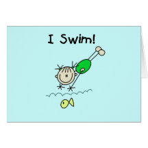 Schwimmen-T-Shirts und Geschenke des Mädchen-I Grußkarten