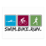 Schwimmenfahrrad laufen gelassen (Triathlon) Postkarte