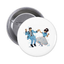 Schwingentänzer mit Pudelrock- und -sattelschuhen Button