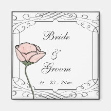 Scrollwork und rosa Blumen-Save the Date Magnet Kühlschrankmagnet