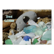 Seaglass kardiert Seeblaues Grün Fossil-Glasfelsen Grußkarten