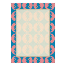 Seahorse Pattern in Melon and Dark Teal Invitations