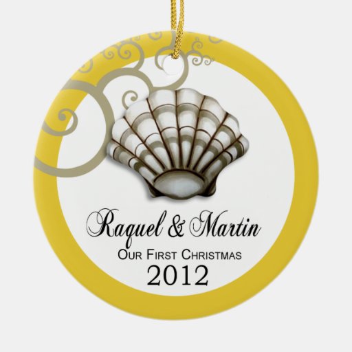 Seashell Luxe unser erstes Weihnachten (yellow|whi Weihnachtsornament
