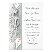 Seashells-Perlen-Strand-Hochzeitseinladungen