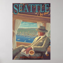 Seattle auf dem Luftweg - Washington-Reise-Plakat