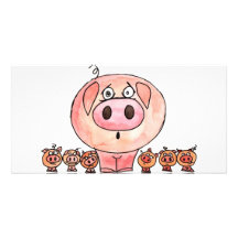 Sechs kleine Schweine Individuelle Foto Karte