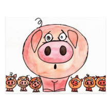 Sechs kleine Schweine Postkarte