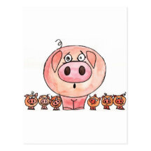 Sechs kleine Schweine Postkarten