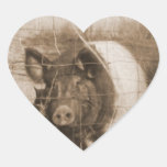 Sechzigerjahre Schwein Herzaufkleber