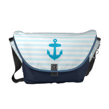 Seeblaue Anker-und Babyblau Seemann-Streifen Kuriertaschen