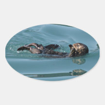 Seeotter-Reflexions-Oval-Aufkleber
