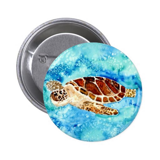 SeeschildkrötemarineMeereswelt Watercolormalerei Anstecknadelbuttons