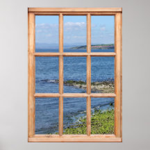 Seeufer-Ansicht von einem Fenster Poster