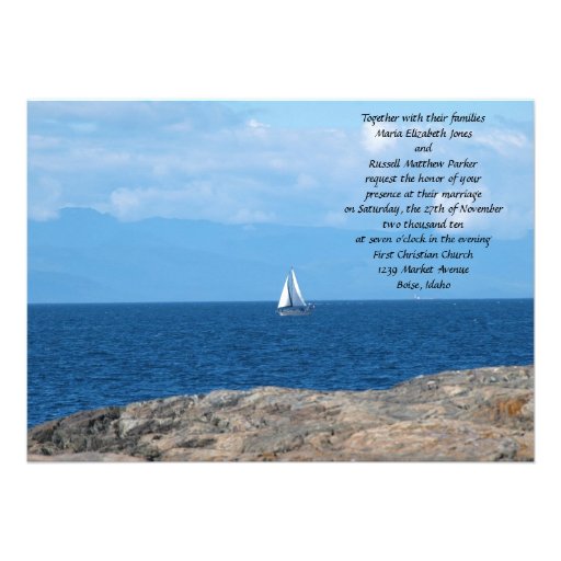 SegelBoot in der tiefen blaues WasserHochzeit 12,7 X 17,8 Cm