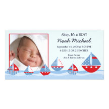 Segelboot-Baby-Geburt Annoucement Individuelle Foto Karte