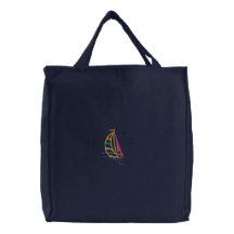 Segelboot gestickte Tasche