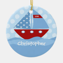 Segelboot-personalisierte Jungen-Weihnachtsverzier Weinachtsornamente