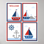 Segelboot-Plakat für den Raum des Jungen